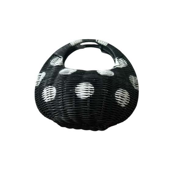 Kate Spade Target Limited Edition Black White Polka Dot Woven Crescent Bag Purse - Picture 6 of 13